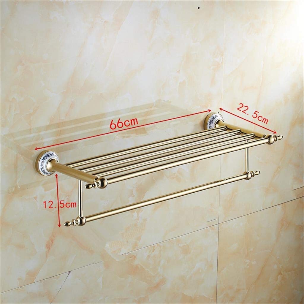 Stainless Steel BTBT Double Bathroom Towel Racks, Wallmounted, Bathroom Accessories Bathroom Shelf (color : Gold)