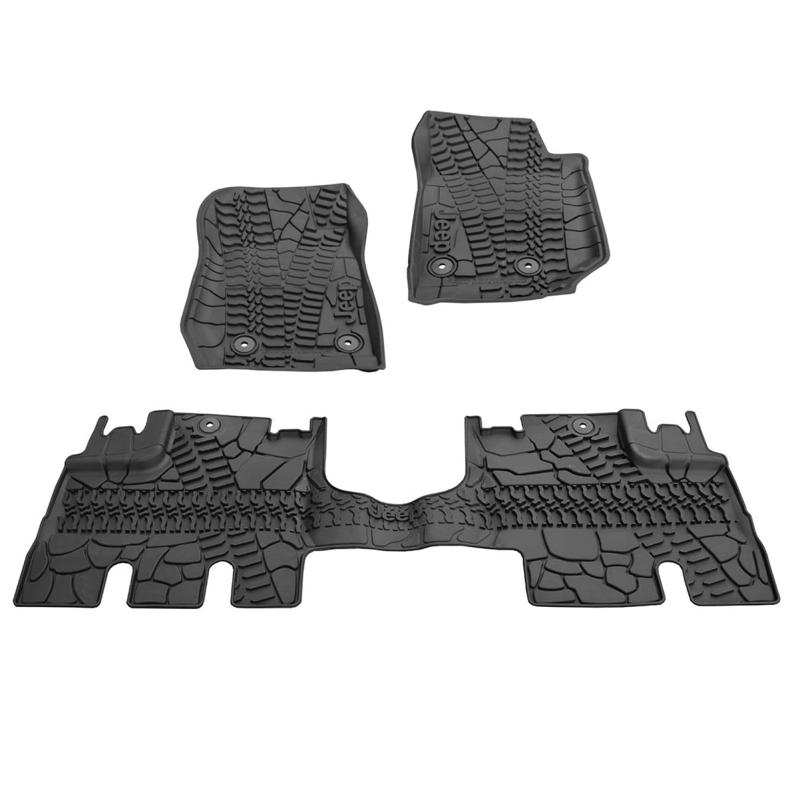Jeep Wrangler Unlimited Mopar 4-Door Black All-Weather 3-Piece Floor Mat Set 82213860