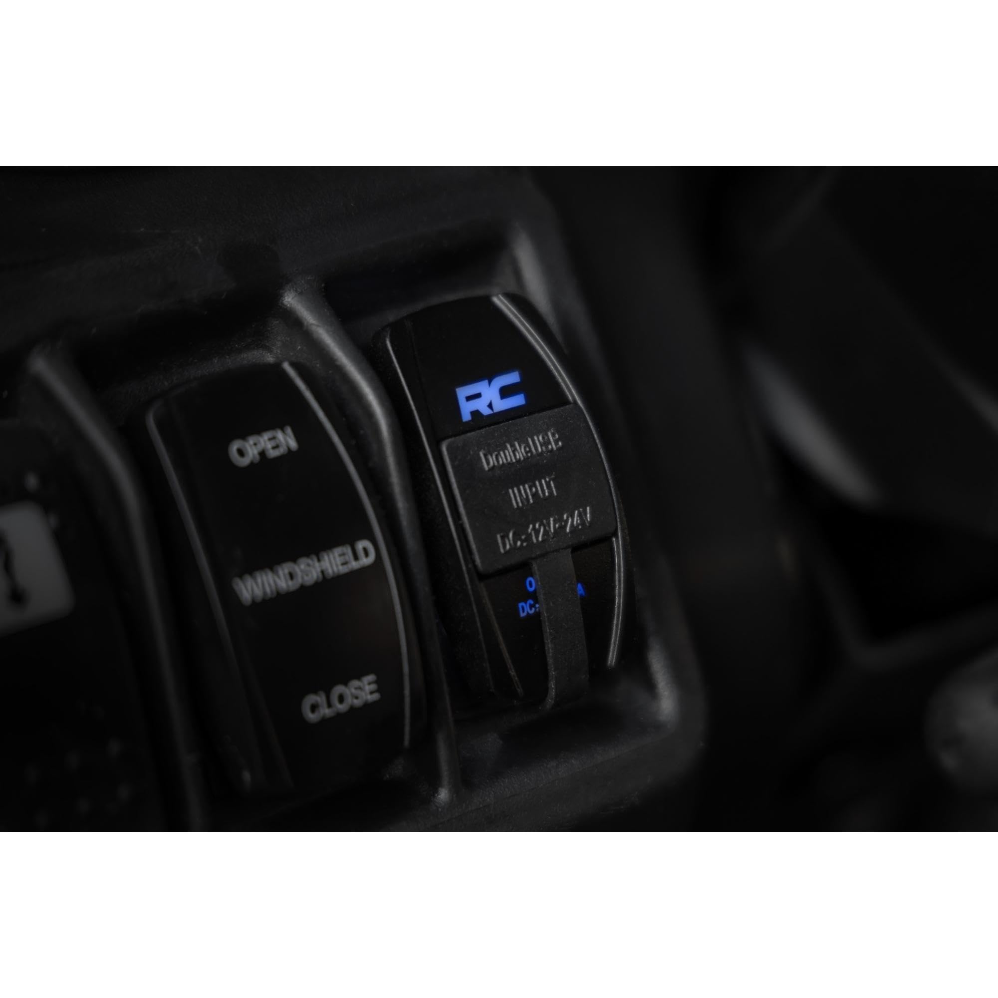 USB Switch Rough Country Insert, 2"x1" with Logo - Blue Back Light