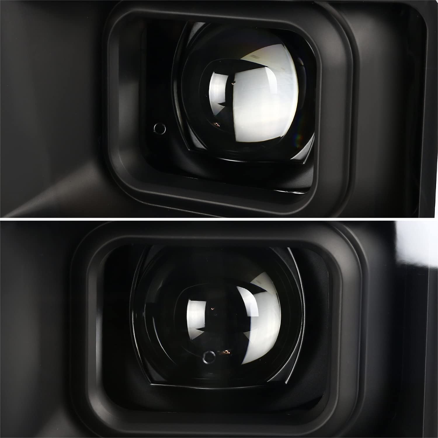 Black Projector Headlights w/LED Bar SPEC-D TUNING Compatible with 2008-2010 Ford F-250, F-350, F-450, F-550 Super Duty, Left + Right Pair Headlamps Assembly