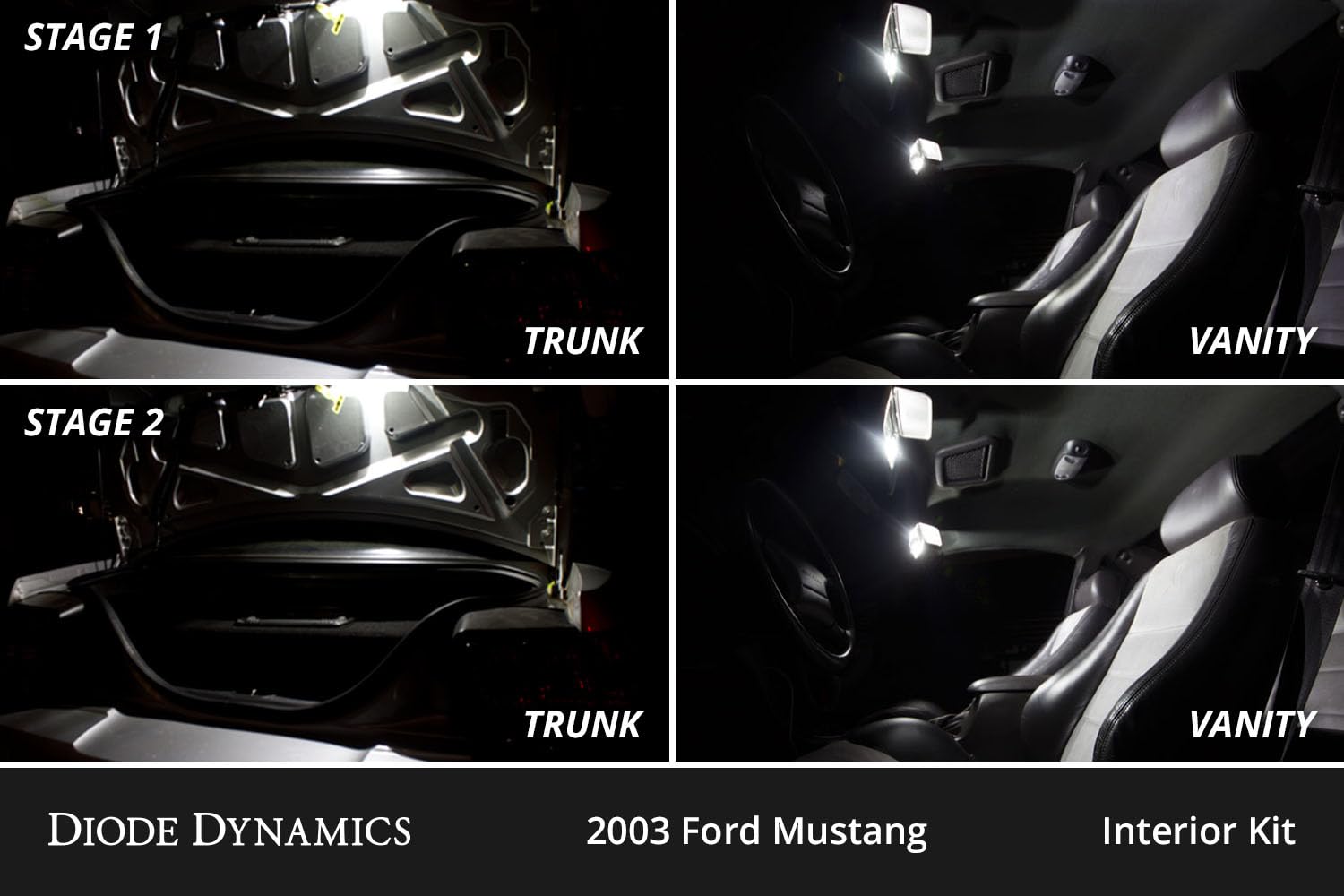 Diode Dynamics interior bulb pack LED compatible with Ford Mustang 1994-2004, Stage 2