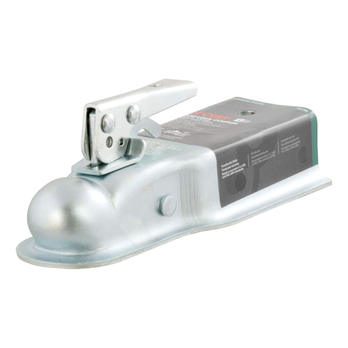 CURT Straight Tongue Trailer Coupler for 2-In Hitch Ball, 3-Inch Channel, 3,500 lbs, Alloy Steel, CLEAR ZINC
