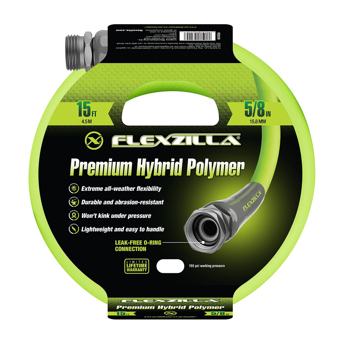 Flexzilla Garden Hose Legacy Manufacturing 5/8 Inch x 15 Feet 3/4 inch - 11 1/2 GHT