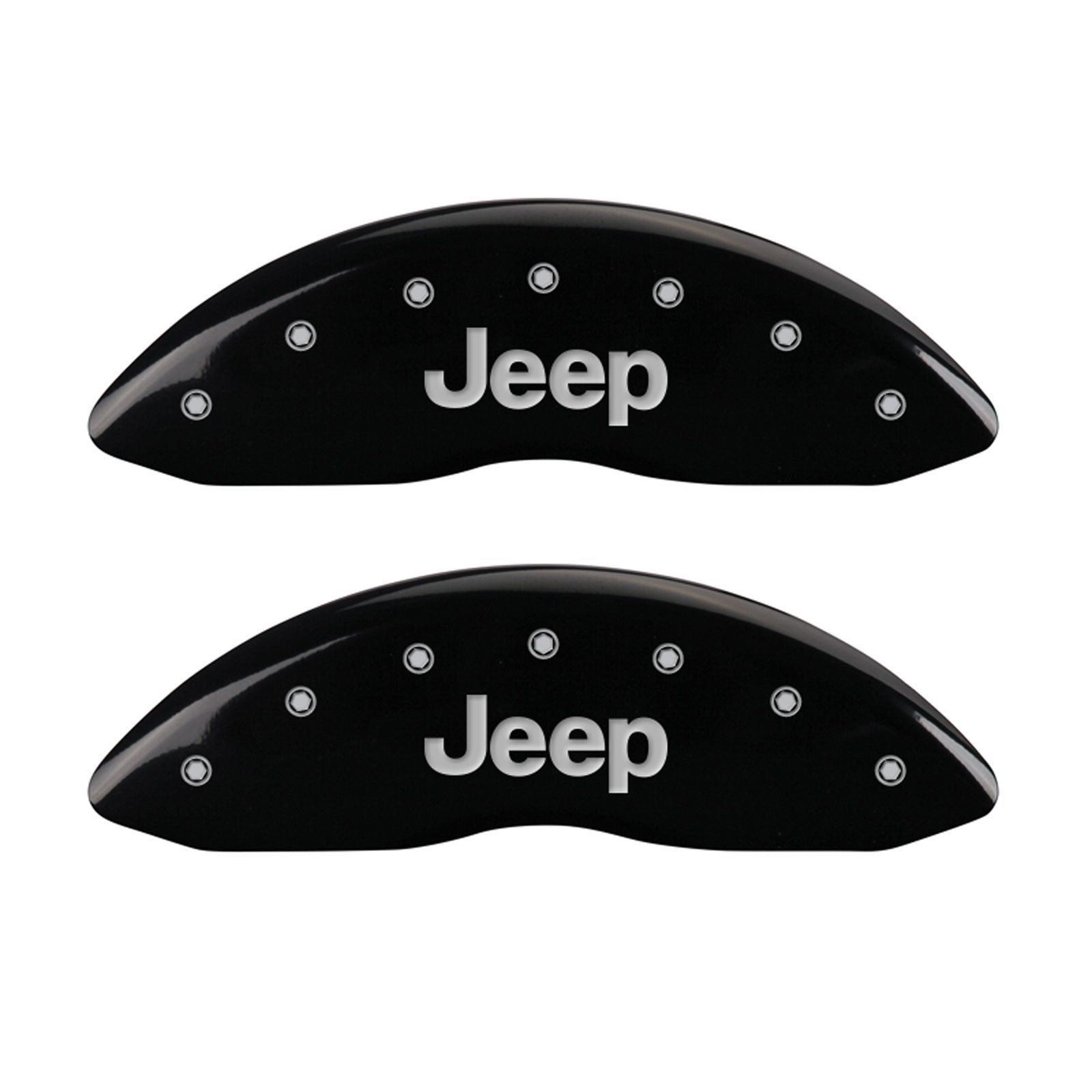 MGP Caliper Covers 'JEEP' 42003SJEPBK Engraved Caliper Cover with Black Powder Coat Finish and Silver Characters, (Set of 4)