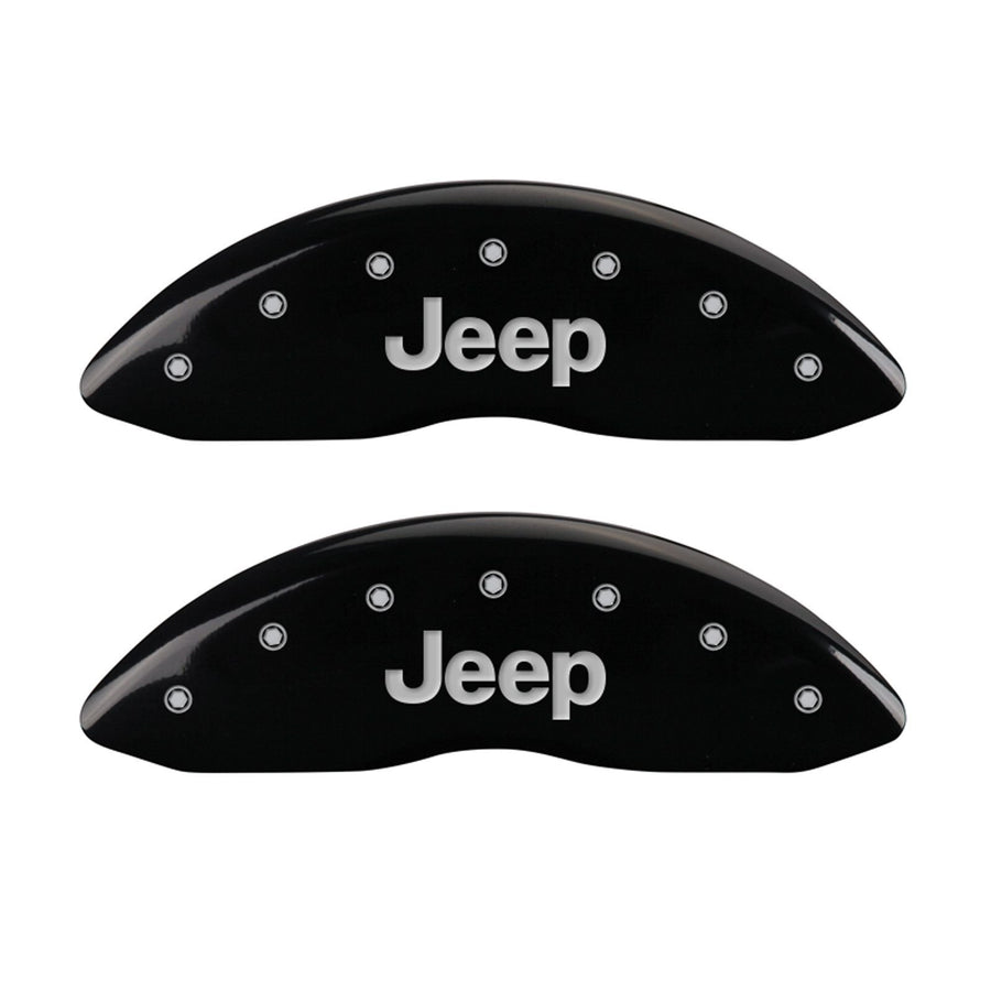 MGP Caliper Covers 'JEEP' 42003SJEPBK Engraved Caliper Cover with Black Powder Coat Finish and Silver Characters, (Set of 4)