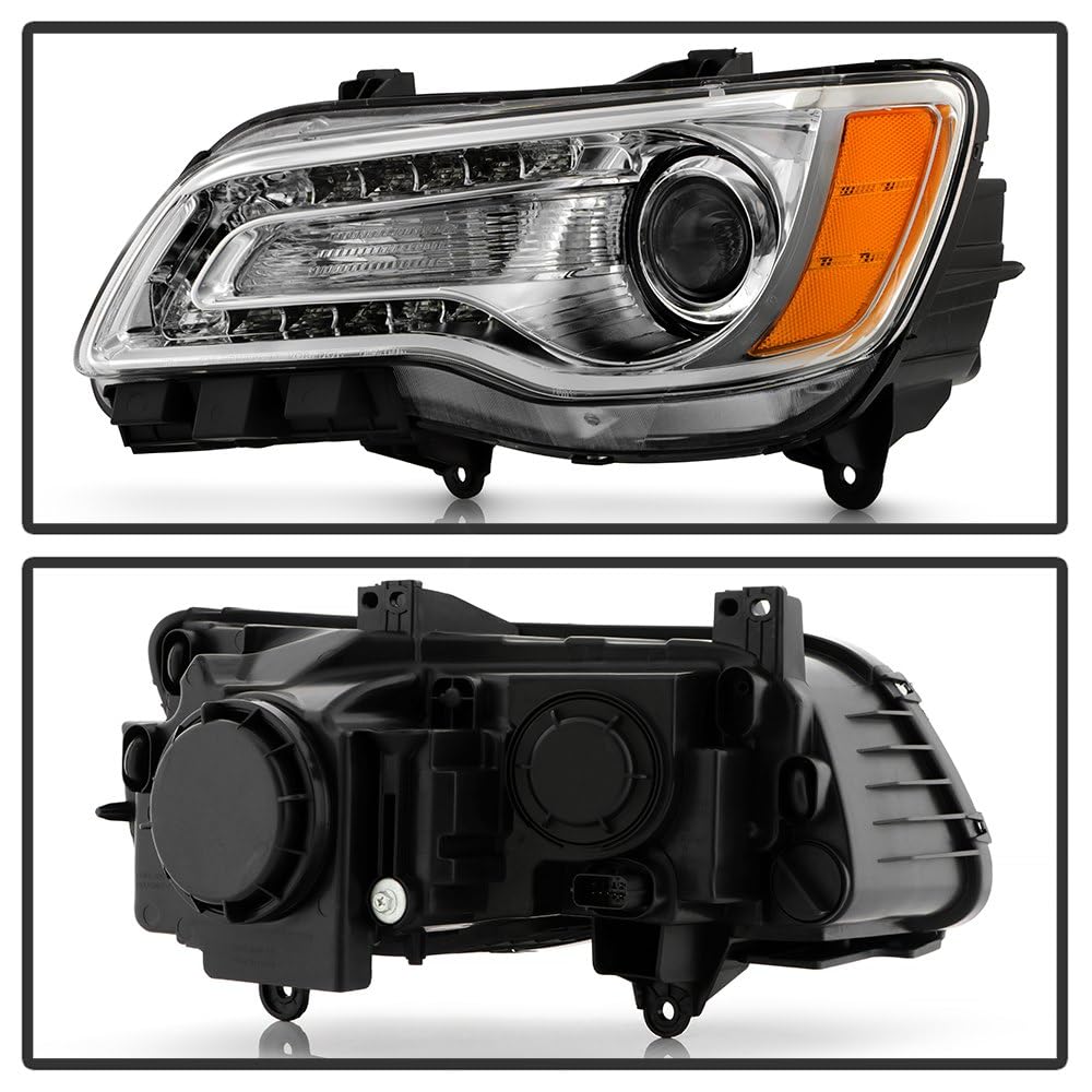 Chrysler 300 Spyder (OE) Halogen Only 2011-2014 (Won‘t Fit HID Models) Black Bezel OEM Style Headlight - Left and Right