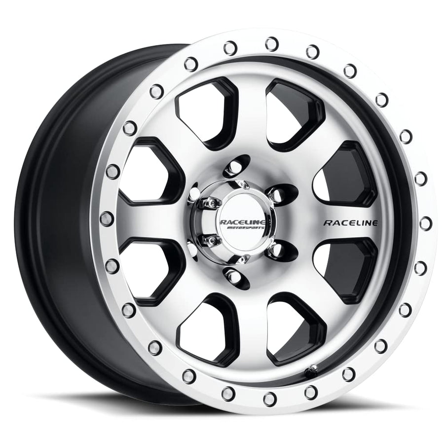 Wheels Raceline 929M AVENGER Black W/Machined Finish 17X9"5X5 Bolt Pattern -12mm Offset/(4.5"B/S) 8 Spoke Aluminum Passenger Car Wheels, Full Size Replacement Black Car Rims