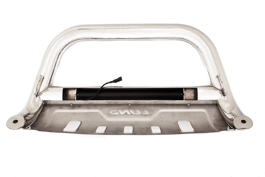 Lund RealTruck 47021215 Polished Stainless Steel Bull Bar with Integrated 20" LED Light Bar for 2017-2018 Ford F-250, F-350, F-450, F-550
