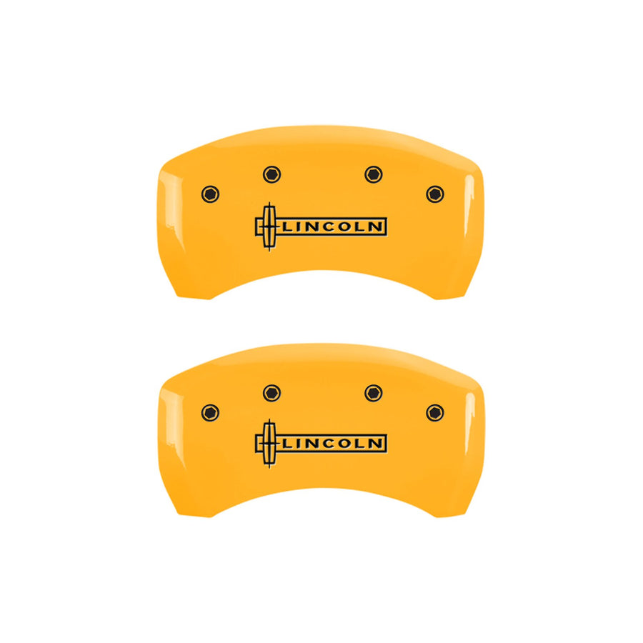 Caliper Covers MGP 36020SLCNYL, Set of 4 (Yellow Engraved Front and Rear: Lincoln Powder Coat Finish Black Characters)