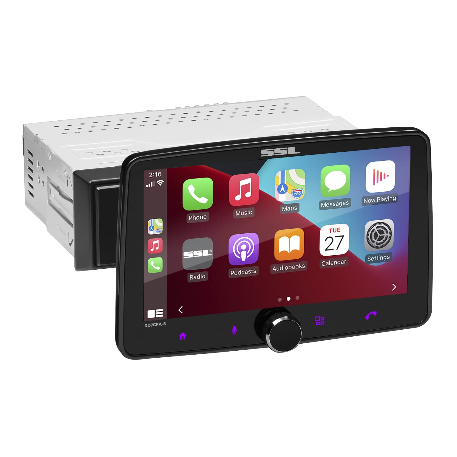 Sound Storm Laboratories Car Audio Stereo System DD7CPA-S - Apple CarPlay, Android Auto, Single Din with 7 Inch Touchscreen, Bluetooth Audio & Calling Head Unit, No CD Player, Radio Receiver