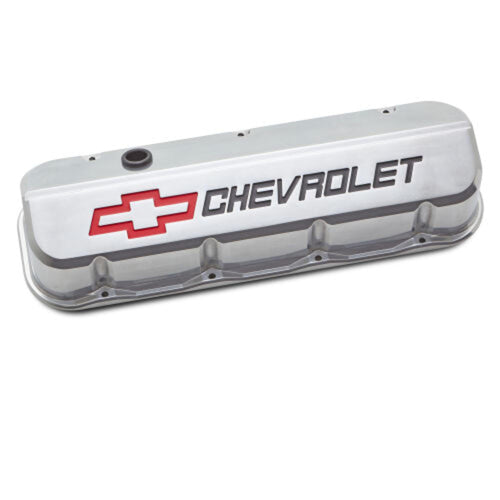 Slant-Edge Proform Valve Cover, Tall, Baffled, Breather Hole, Aluminum, Polished