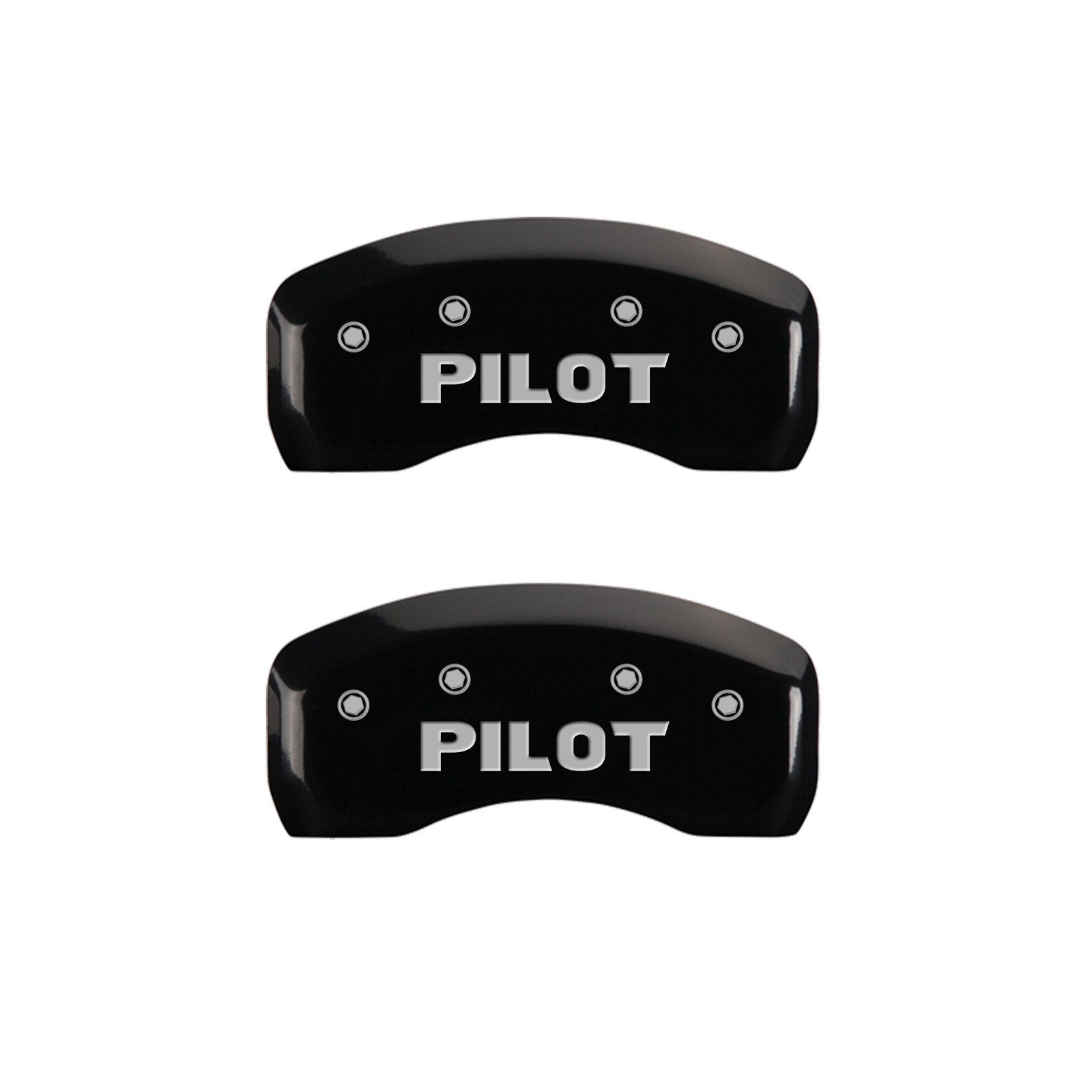 Brake Caliper Covers MGP Compatible with 2009-2025 Honda Pilot, 2017-2025 Ridgeline - Powder-Coated Finish, 4PCS Front and Rear (Black - Honda/Pilot Pre 2015 Engraving)