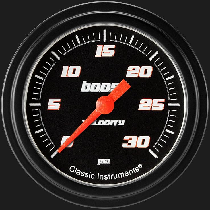 Velocity Black Classic Instruments 2 5/8" Boost Gauge 30 PSI Electric VS342BBLF