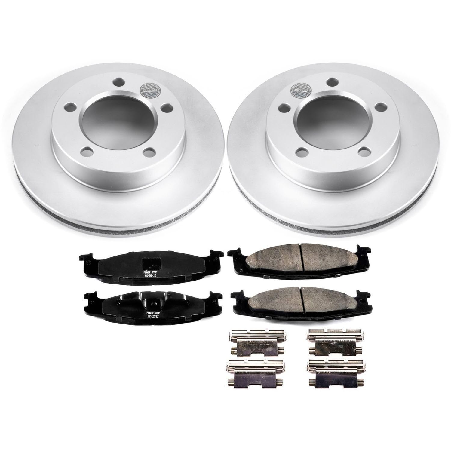 Power Stop Z17 Evolution Coated Rotor Front Brake Kit- Coated Brake Pads and Rotors For Ford Bronco 1994-1996, Ford F-150 1994-1996 [Model Specific]