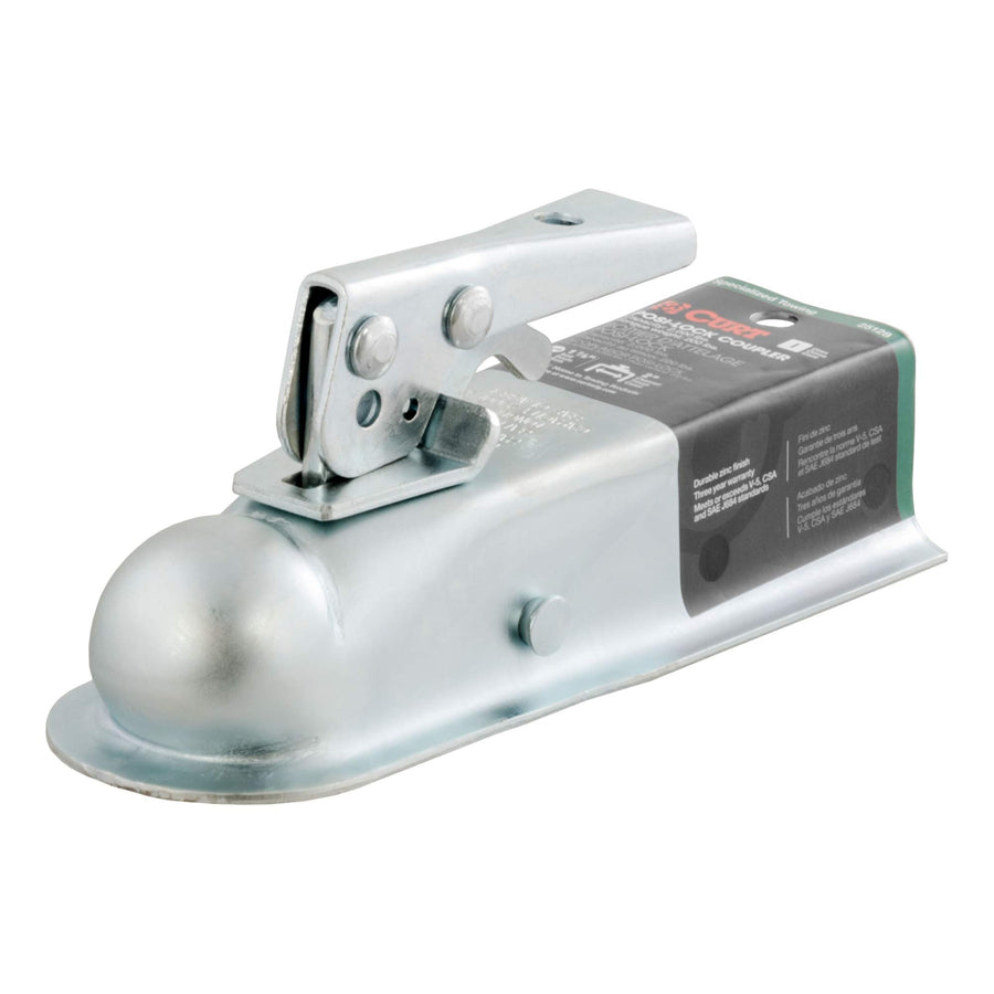 CURT Straight Tongue Trailer Coupler for 1-7/8-In Hitch Ball, 2-Inch Channel, 2,000 lbs