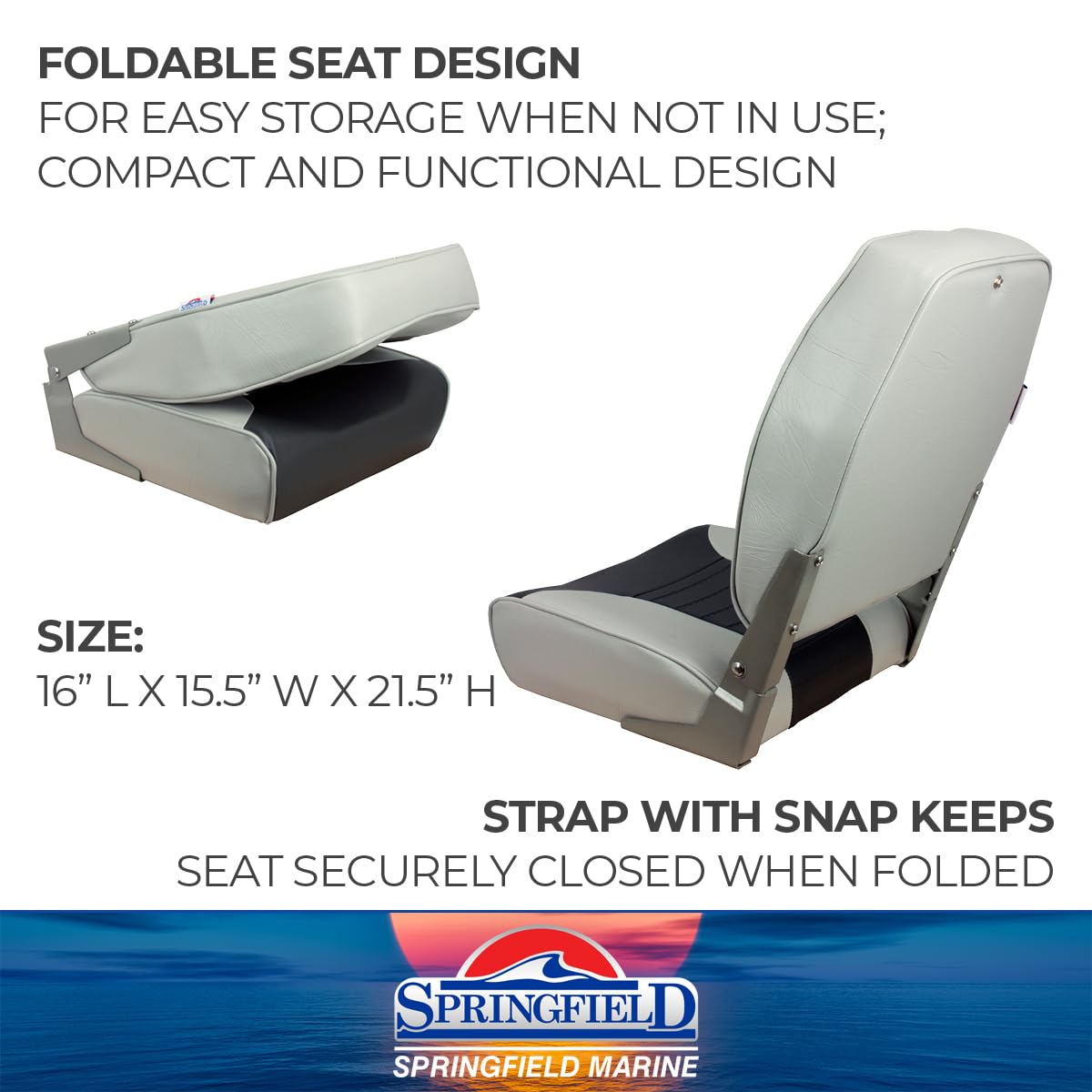 Gray/Charcoal Springfield Marine 1040663 Economy Folding High Back Chair