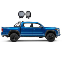 Classic Black Horse Roll Bar Incl.Set of 9 Black Round LED Light Stainless Steel Compatible with 2015-2022 GMC Canyon|2015-2022 Chevrolet Colorado-RB005SS-PL69B