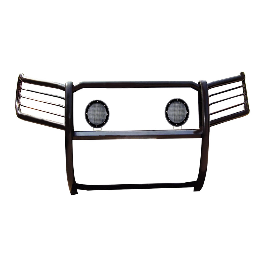 Grille Brush Black Horse Bumper Guard Modular Black Come with Pair of 5.3" Dia.LED Lights with Black Trim Rings Compatible with 2020-2024 Kia Telluride-17KI01MA-PLFB