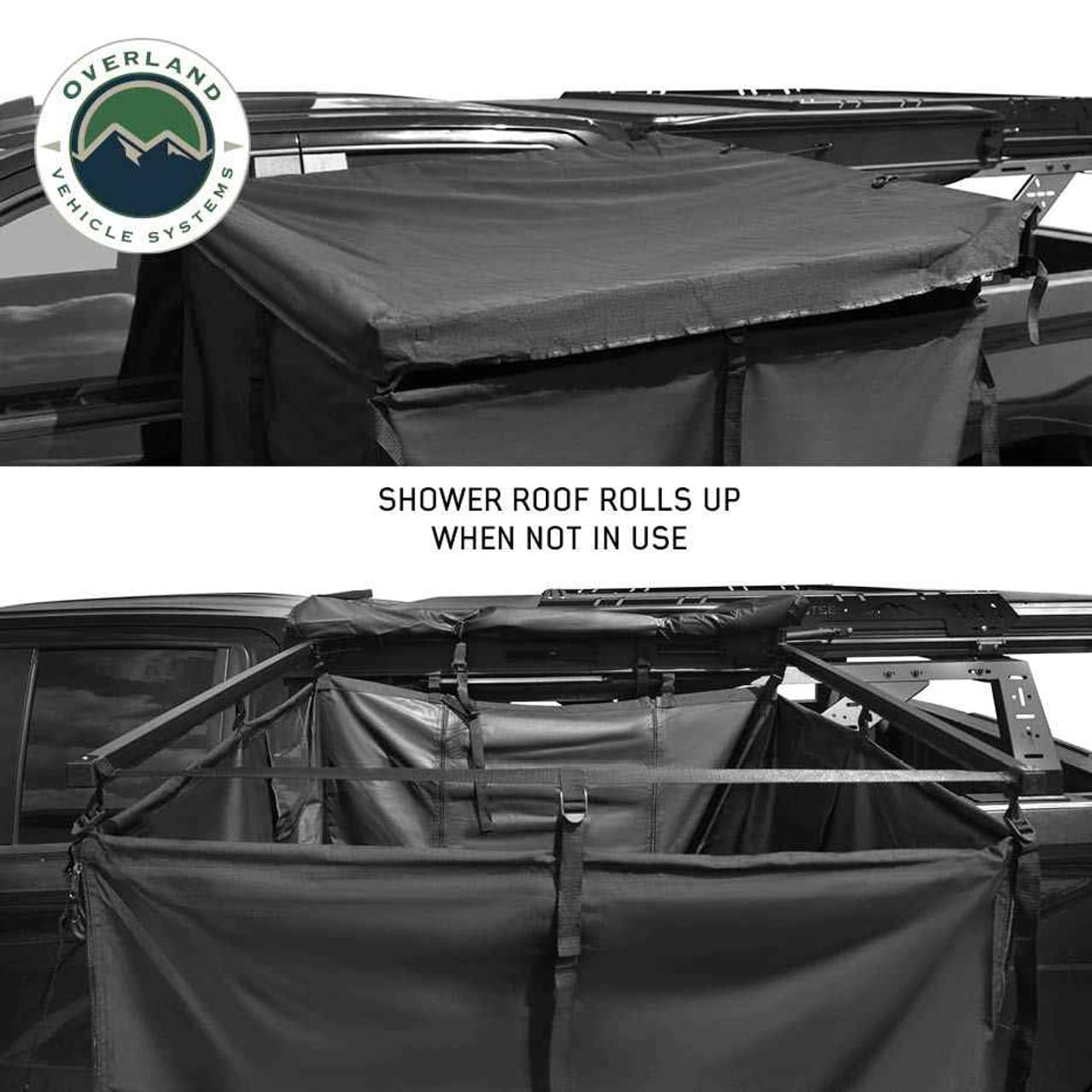 Overland Vehicle Systems Nomadic XD 90 Degree Pivot Shower Awning - Quick Deploying w/Light Strip & Black Out