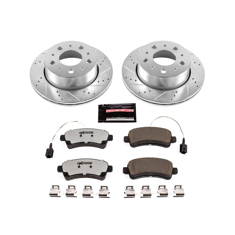 Power Stop Brake Kit Rear For 2015 2016 2017 2018 2019 2020 2021 Ram ProMaster 1500 - Truck & Tow Carbon Fiber Ceramic Pads & Drilled and Slotted Rotors Replacement, K7314-36