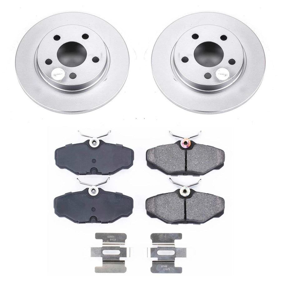 Power Stop Coated Brake Rotor & CRK1298 Ceramic Brake Pads- rear For Chrysler 300 | Dodge Challenger Charger Magnum | Jeep Grand Cherokee [Application Specific]