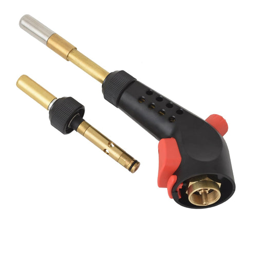 Flame King Blow Torch Propane Gas with Push Button Igniter & 2 Interchangeable Heads great for Soldering, Searing, Brazing, Welding