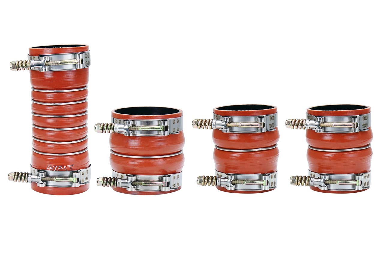 High Temp HPS 57-1569 Orange Aramid Reinforced Silicone Intercooler Turbo Hose Boots Kit with T Bolt Clamps