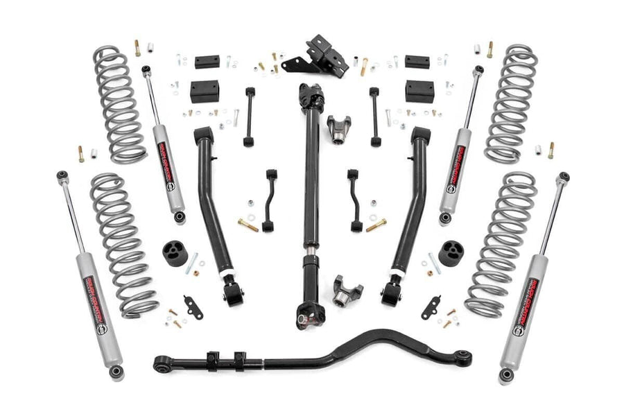 3.5" Rough Country Lift Kit w/ N3 Shocks for Jeep Wrangler JL Unlimited (2018-2023) 4-Door - Adjustable Lower Control Arms, Fits up to 35" Tires