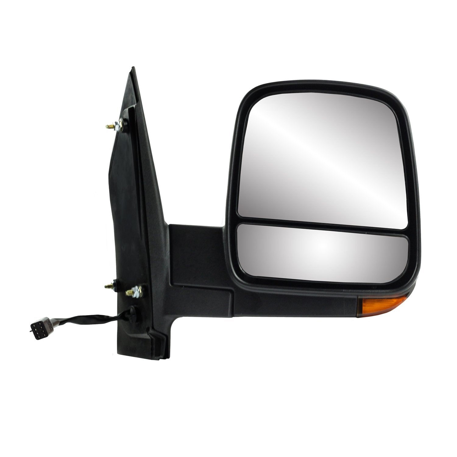 Passenger Side Fit Mirror for Chevrolet Express, GMC Savana, Textured Black, w/Turn Signal, Dual Lens, Foldaway, Heated Power