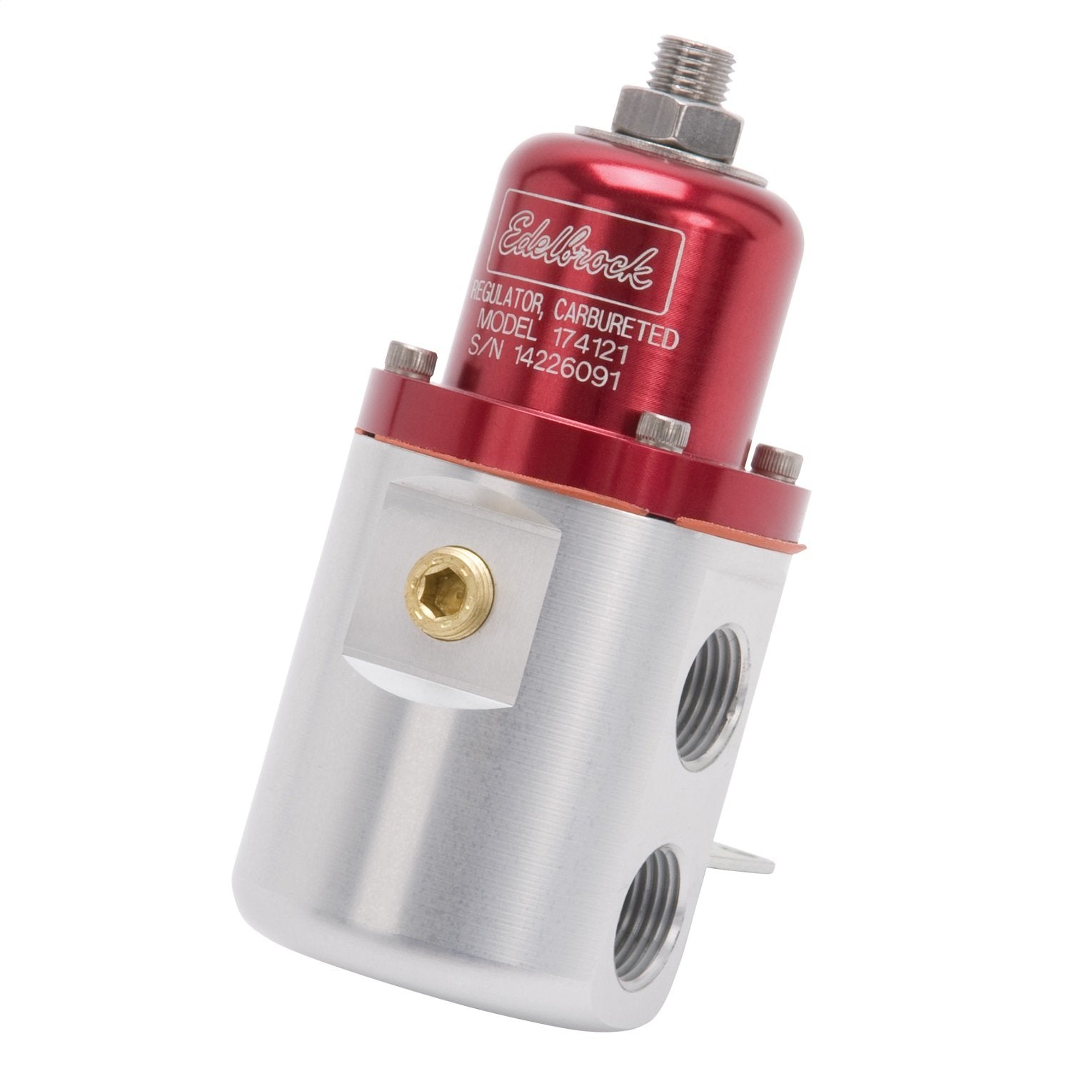 Edelbrock Fuel Pressure Regulator 174121 160 GPH 5-10 PSI 3/8 in. Inlet/Outlet Returnless Red/Clear