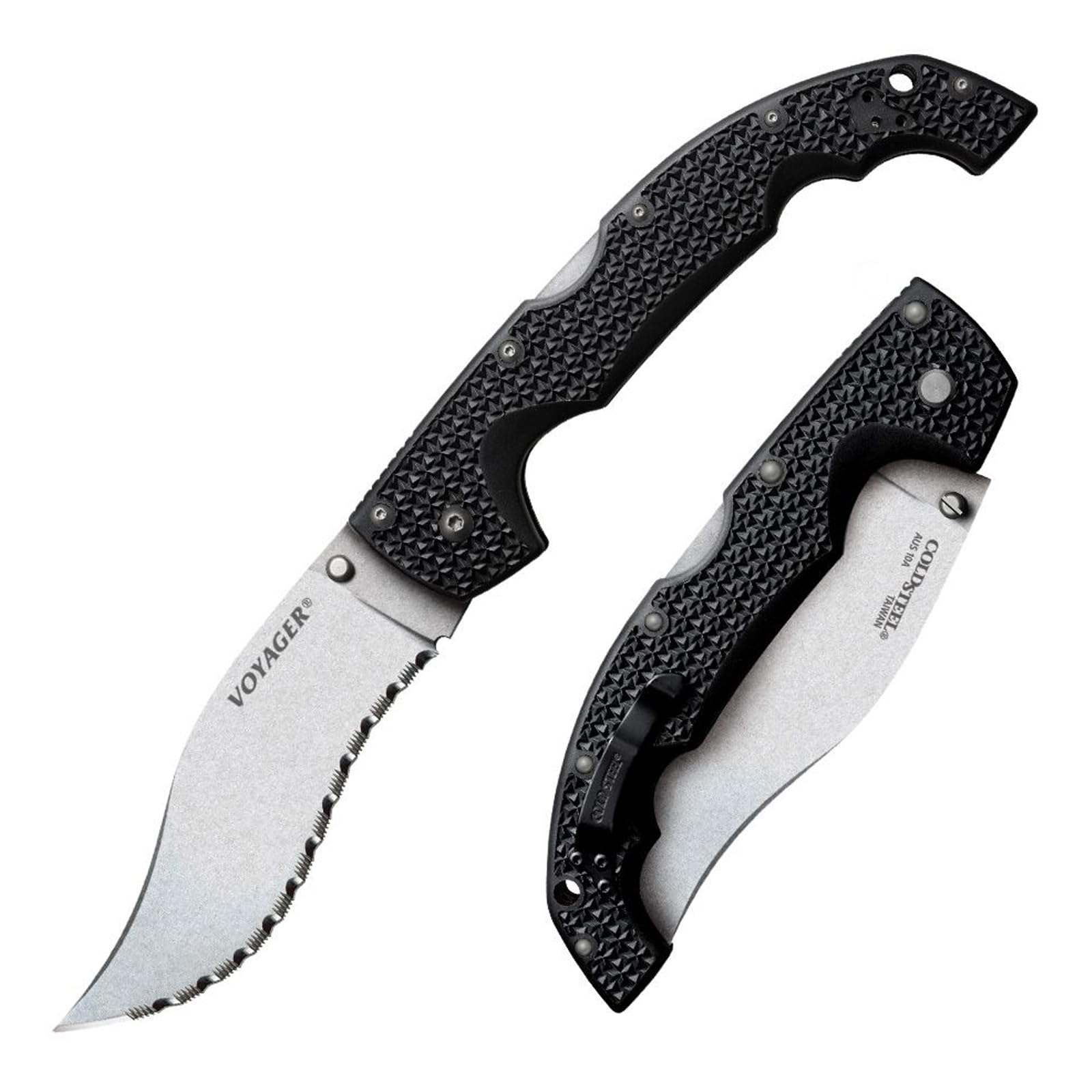 Cold Steel Vaquero XL Voyager 5.5" AUS10A Kukri Serrated Edge Razor-Sharp Blade 6.75" Griv-Ex Handle Everyday Carry Tactical Folding Knife