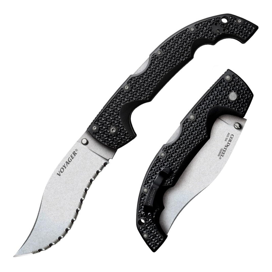 Cold Steel Vaquero XL Voyager 5.5" AUS10A Kukri Serrated Edge Razor-Sharp Blade 6.75" Griv-Ex Handle Everyday Carry Tactical Folding Knife
