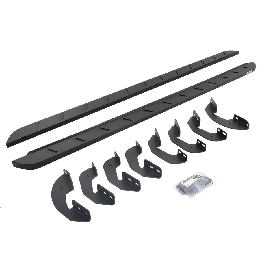 RB10 Slim Running Boards & Brackets Go Rhino | Galvanized Steel, Textured Black | 63443973SPC | Fits 2023-2024 Toyota Sequoia