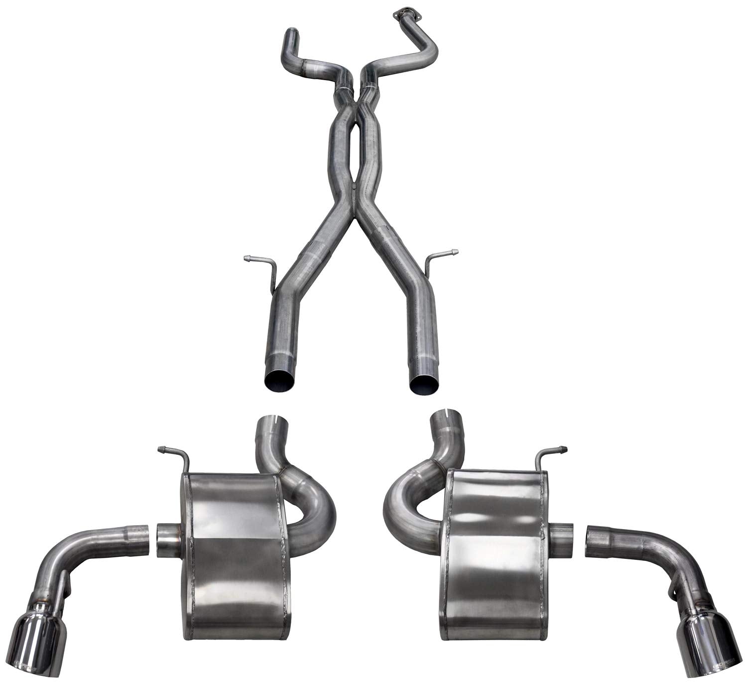 Xtreme Cat-Back Exhaust System Corsa Performance 14773 Dual Rear Exit 2.75 in. Dia. Incl. X-Pipe/Dual Mufflers/Dual Tail Pipes/Dual 4.5 in. Polished Pro-Series Tips