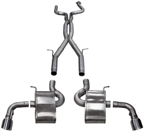 Xtreme Cat-Back Exhaust System Corsa Performance 14773 Dual Rear Exit 2.75 in. Dia. Incl. X-Pipe/Dual Mufflers/Dual Tail Pipes/Dual 4.5 in. Polished Pro-Series Tips