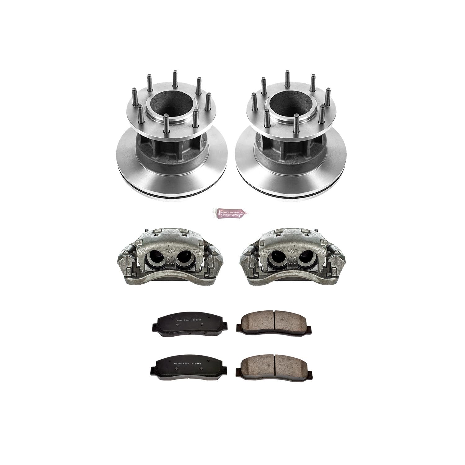 Power Stop KCOE4595 Replacement Autospeciality Front Caliper Kit- OE Rotors, Ceramic Brake Pads, Calipers For Ford F-350 Super Duty 2007-2011 [Model Specific]