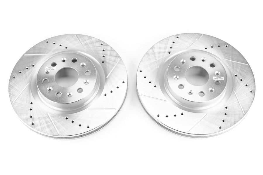 Power Stop AR84102XPR Front Brake Rotor Pair Drilled and Slotted For Buick Enclave 2018-2020, Cadillac XT5 2017-2023, Cadillac XT6 2020-2023 [Model Specific]