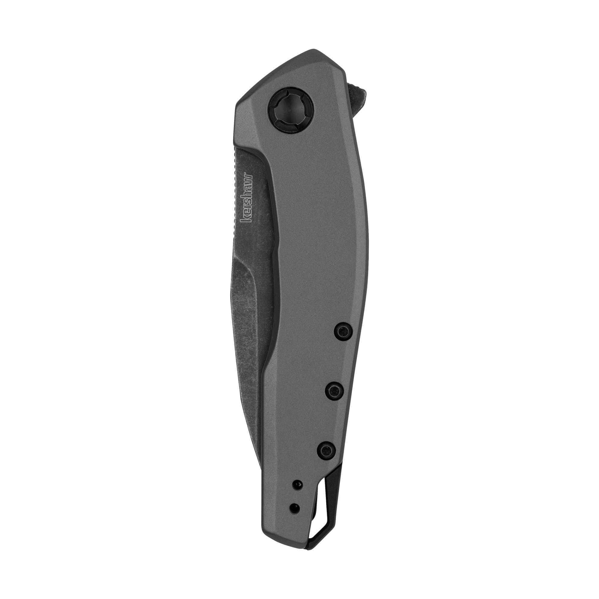 Kershaw Pocket Knife Sanctum, Gray Design, 2.98 Inch Stainless Steel Wharncliffe Blade, EDC with Assisted Opening, Reversible Deep Carry, Everyday Carry Pocket Knife for Men and Women