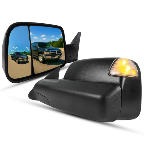 Spec-D Tuning Heated Power Towing Mirrors w/LED Turn Signal Compatible with 1998-2001 Dodge Ram 1500, 1998-2002 Dodge Ram 2500/3500, Left + Right Pair