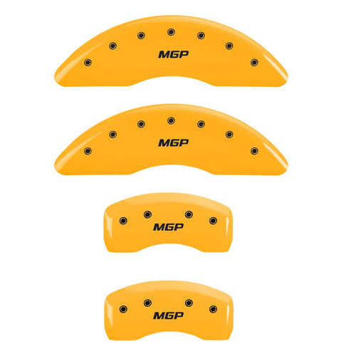 MGP Yellow Powder Coat Finish Caliper Covers 41113SMGPYL, Black Characters, Set of 4