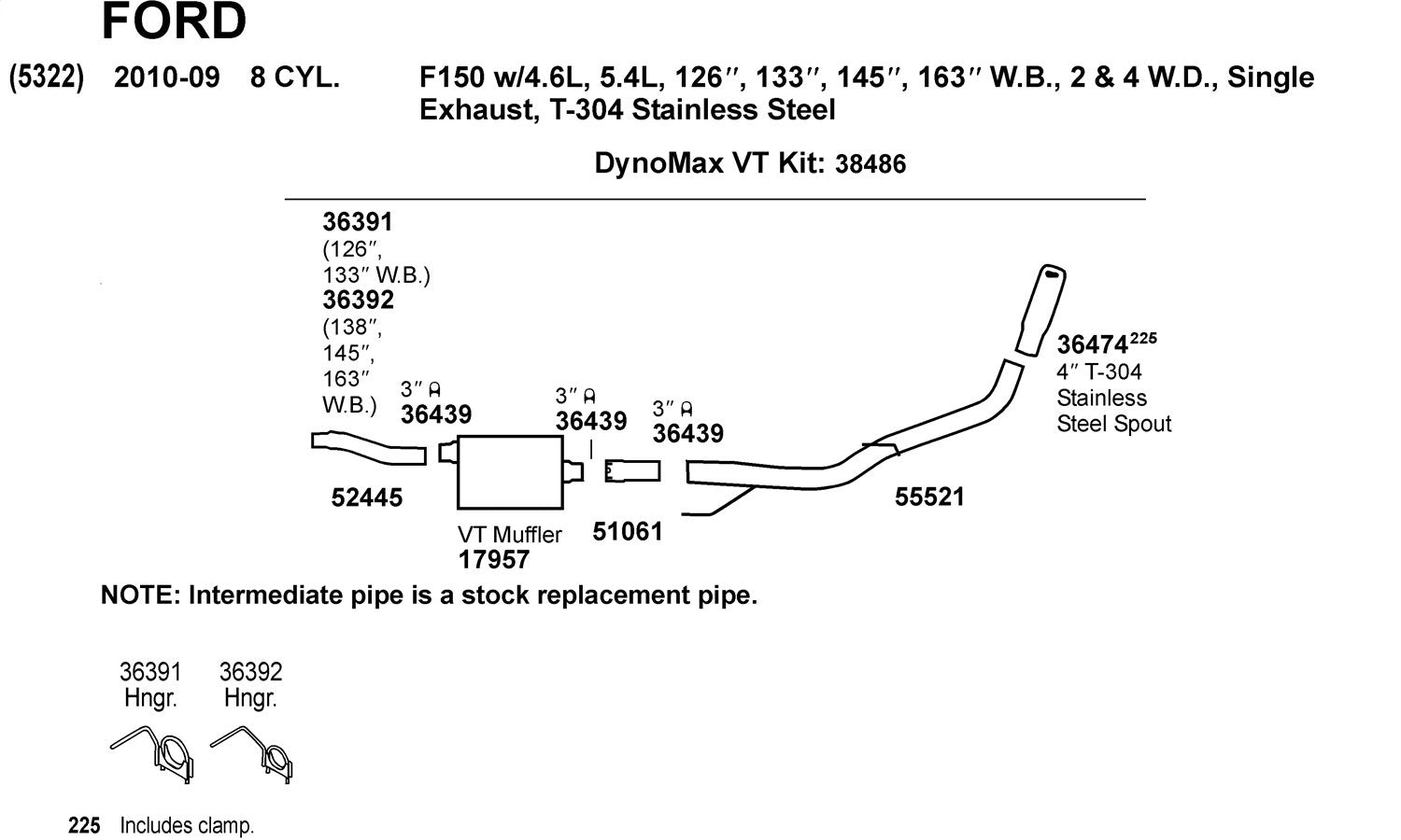 Exhaust Tail Pipe Dynomax 55521 for Ford F-150