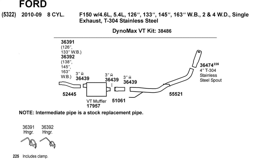 Exhaust Tail Pipe Dynomax 55521 for Ford F-150