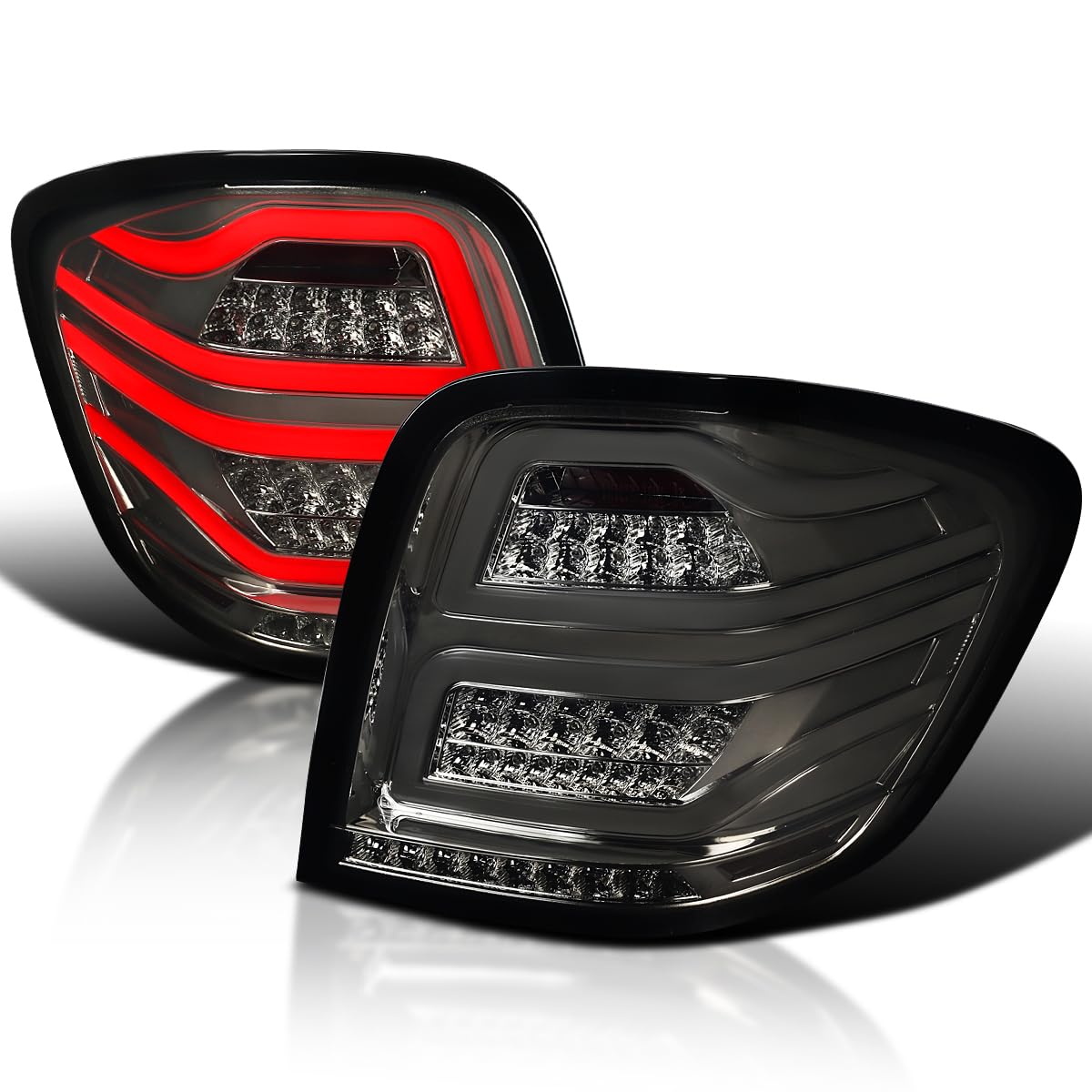 Smoke LED Bar Tail Lights SPEC-D TUNING Compatible with 2006-2011 Mercedes-Benz W164 ML-Class, Left + Right Pair Assembly