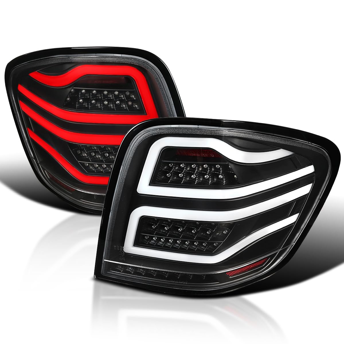 Black LED Bar Tail Lights SPEC-D TUNING Compatible with 2006-2011 Mercedes-Benz W164 ML-Class, Left + Right Pair Assembly