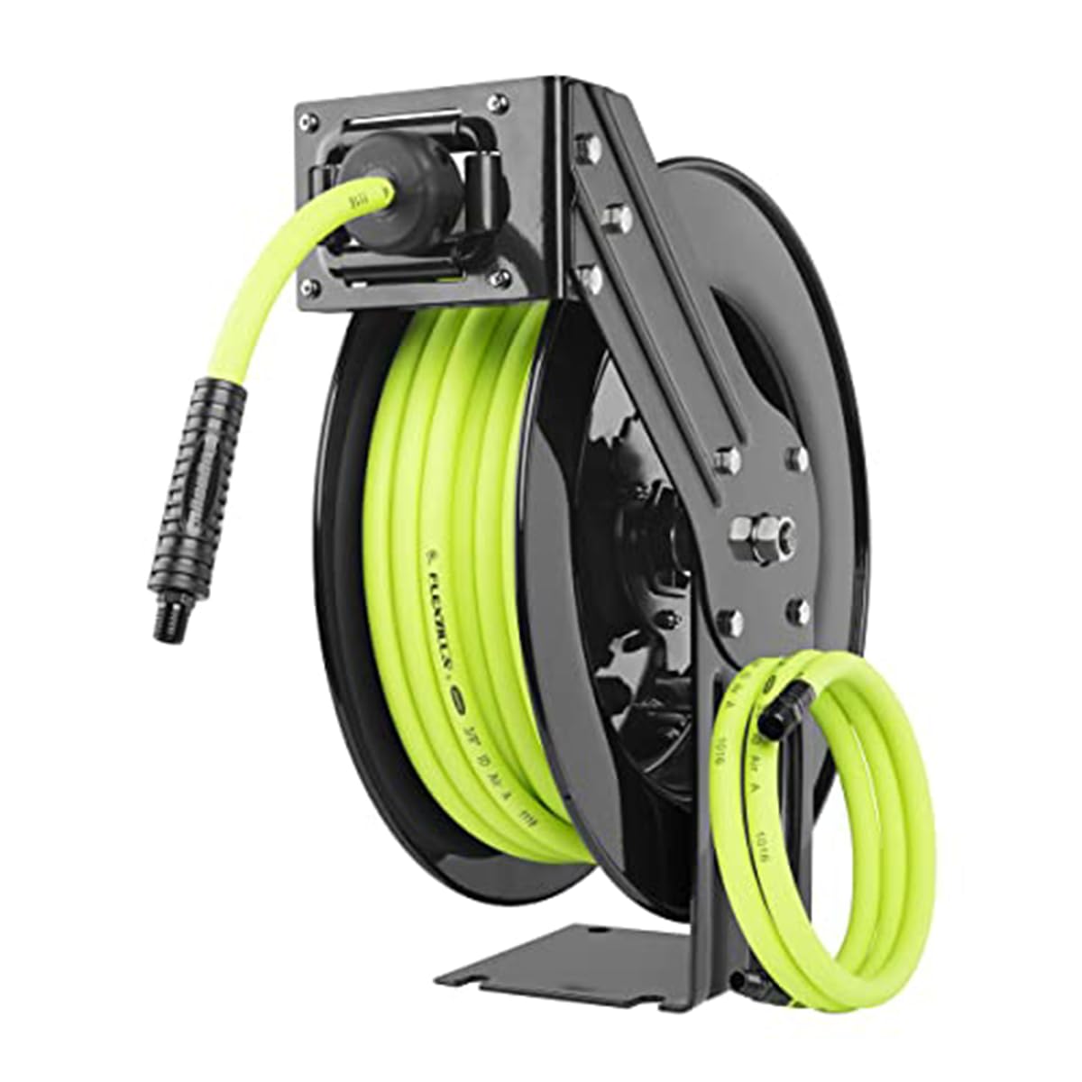 Flexzilla Retractable Open Face Air Hose Reel, 3/8 in. x 50 ft., Heavy Duty, Lightweight, Hybrid, ZillaGreen - L8611FZ