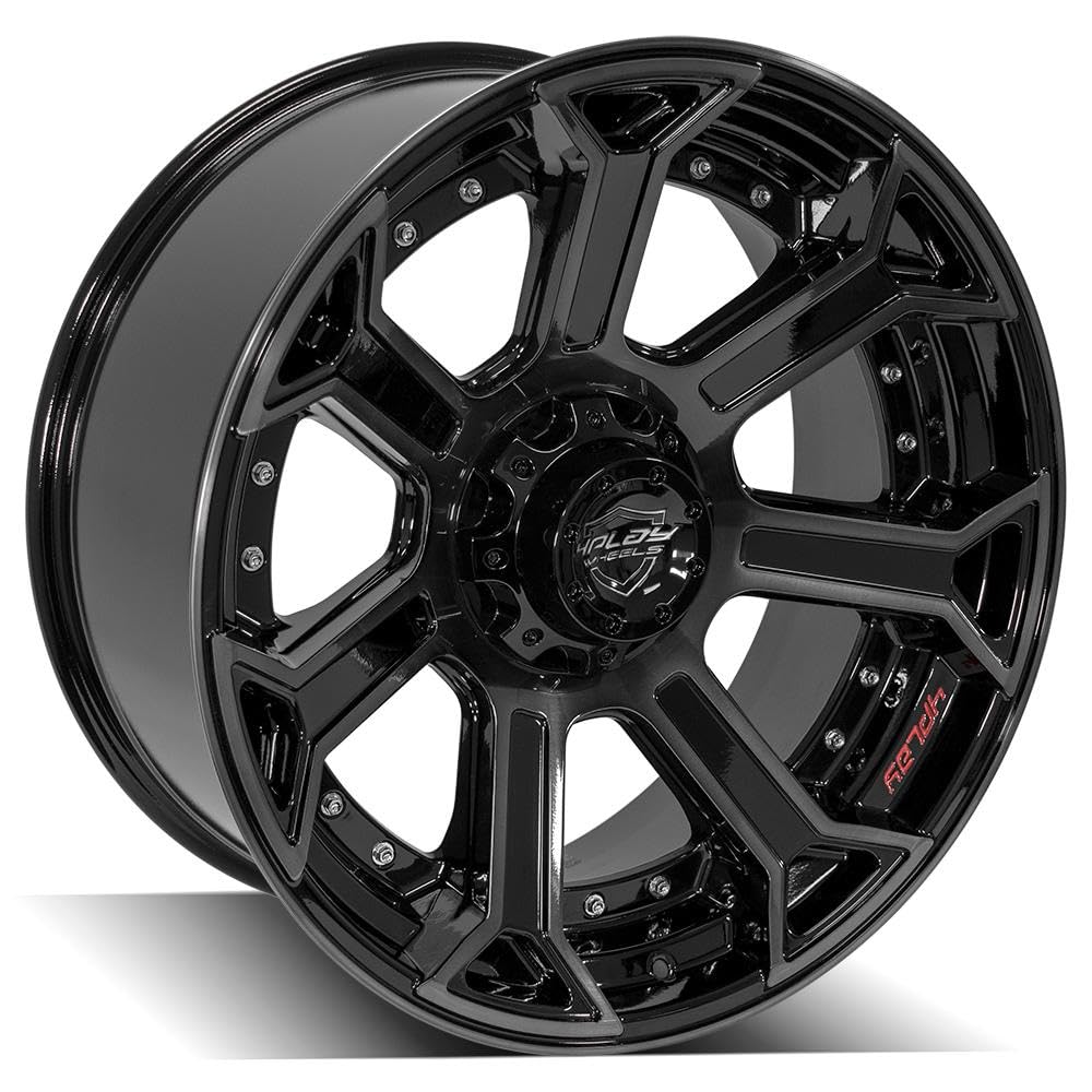 4PLAY Wheels 22 Inch 4P70 Rim Fits 6x135 & 6x139.7 22x10 Gloss Black Brushed with Tinted Clear (1)