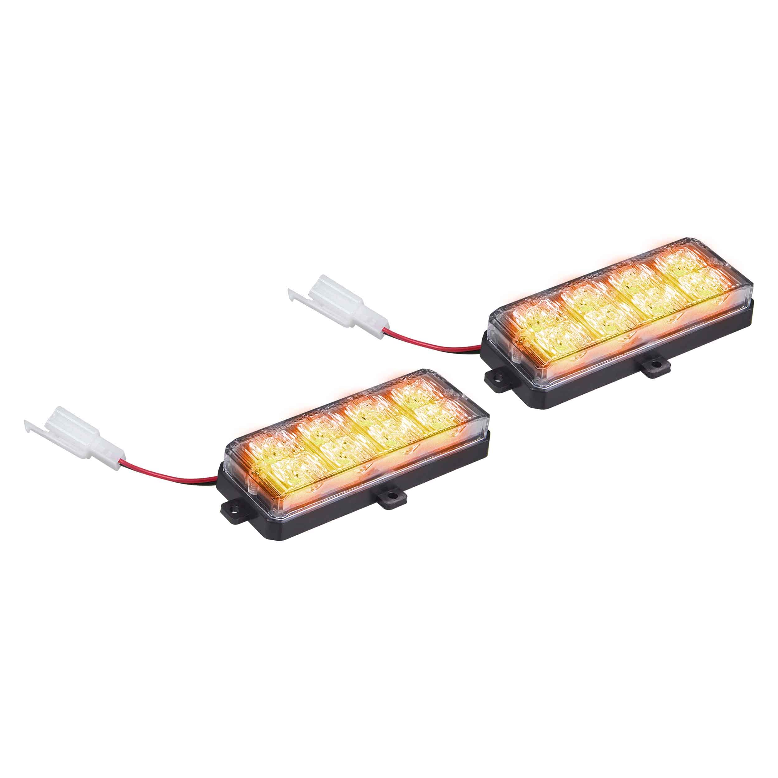 Amber Strobe Light Kit - HEISE Grille 2-Pack, 8 LED (HE-MUSTR-G2A)