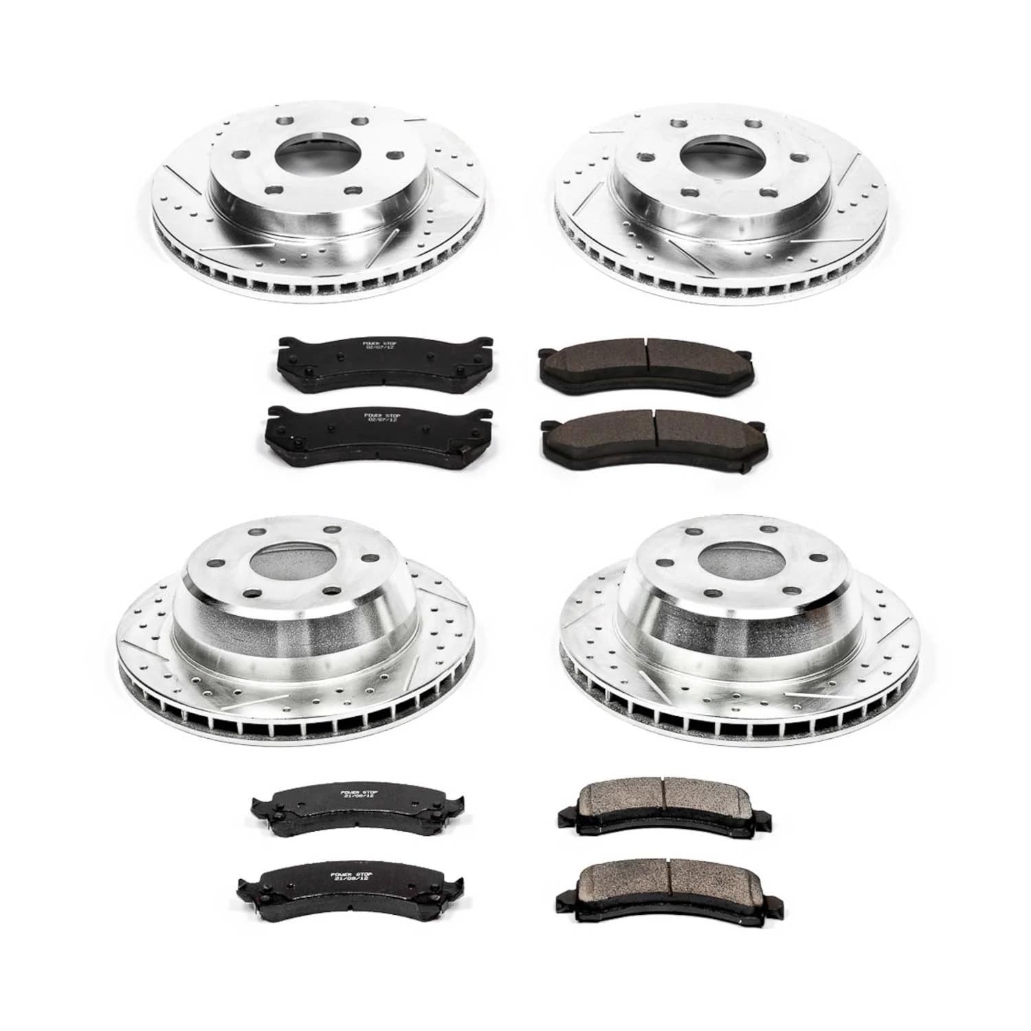Power Stop K2016 Z23 Carbon Fiber Brake Pads with Drilled & Slotted Brake Rotors Kit Front and Rear
