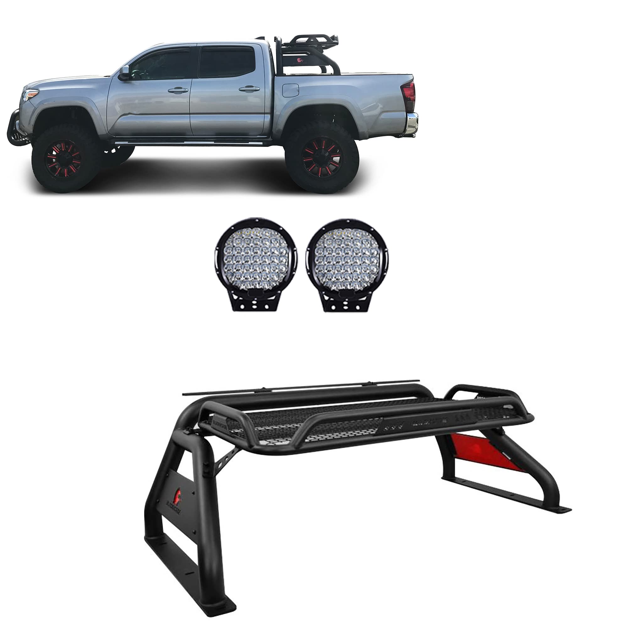 Atlas Roll Bar Kit Black Horse Off Road Compatible with 2015-2023 Toyota Tacoma-ATRB-TOTAB-PL69B