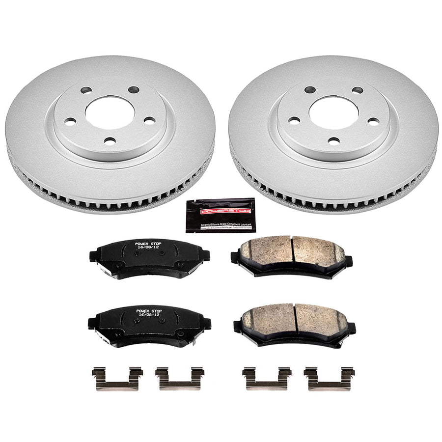 Power Stop CRK1542 Brake Rotor & Coated Ceramic Brake Pads- front For LeSabre, Park Avenue, Riviera, DeVille, Eldorado, Sevi, Impala, Monte Carlo, Aurora, Intrigue, Bonneville [Model Specific]